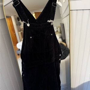 Black Corduroy Overalls for Women